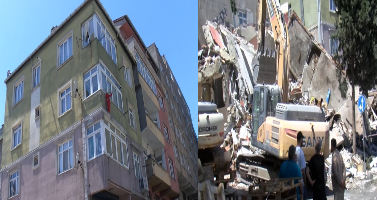 Yıkımı yapılan bina, bitişiğindeki binanın üzerine çöktü;! Kıl payı Kurtuldular - Haberleri ve Merak Edilenler